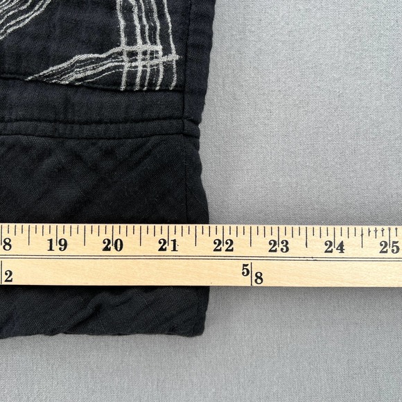 Black Womens Medium Cotton gauze Short Sleeve Tunic Top Funnel neck Pocket - Picture 10 of 11